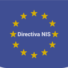Imagen de fondo con la bandera de la Unión Europea y las iniciales de la Directiva NIS.