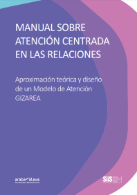 Reproducción total de la portada del documento 'Manual sobre atención centrada en las relaciones. Aproximación teórica y diseño de un Modelo de Atención GIZAREA (Diputación Foral de Álava, 2023)'