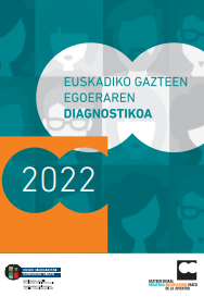 Ondorengo dokumentuaren azalaren erreprodukzio partziala: 'Euskadiko gazteen egoeraren diagnostikoa 2022.' (Eusko Jaurlaritza, 2022)