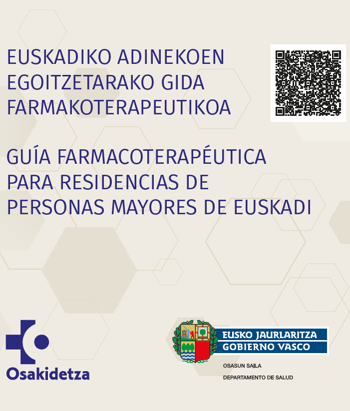 Reproducción parcial de la portada del documento 'Guía farmacoterapéutica para residencias de personas mayores de Euskadi'