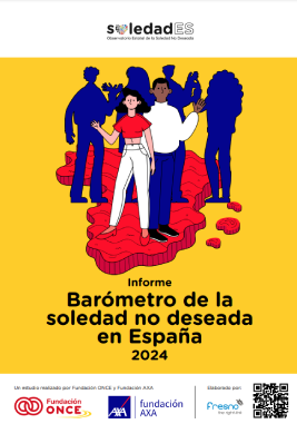 Reproducción total de la portada del documento 'Informe Barómetro de la soledad no deseada en España 2024 (Fundación ONCE y Fundación AXA, 2024)'