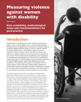 Reproducción total de la portada del documento 'Measuring violence against women with disability: data availability, methodological issues and recommendations for good practice (OMS, 2024)'