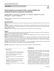 Reproducción total de la portada del documento 'Patient preferences in geriatric wards, a survey of health care professionals' practice, experience and attitudes (European Geriatric Medicine, 2024)'