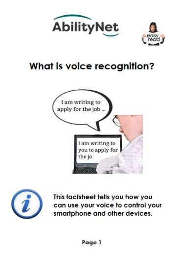 portada de la guía sobre reconocimiento de voz con el dibujo de una persona mirando la pantalla de un portatil