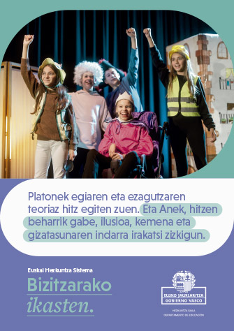 Platonek egiaren eta ezagutzaren
teoriaz hitz egiten zuen. Eta Anek, hitzen
beharrik gabe, ilusioa, kemena eta
gizatasunaren indarra irakatsi zizkigun. (Leiho berrian irekiko da - PDF)