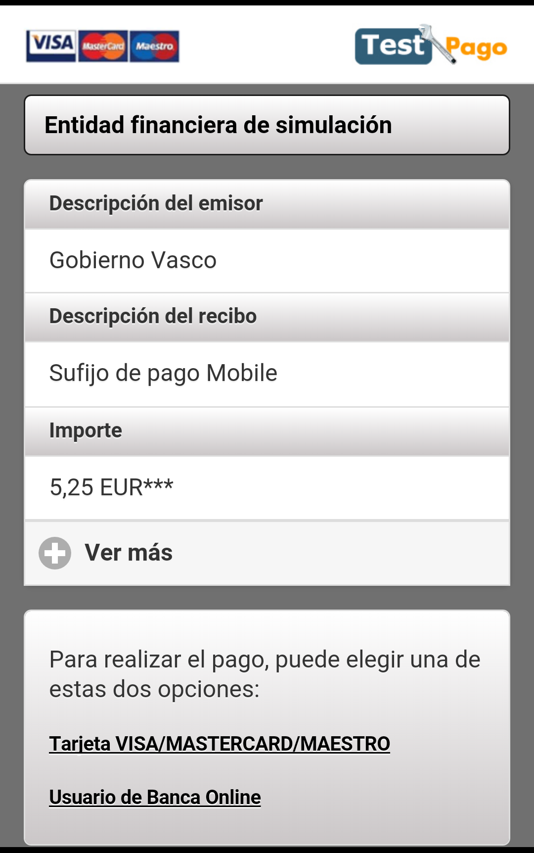 Ejemplo pantallas pago movilizado