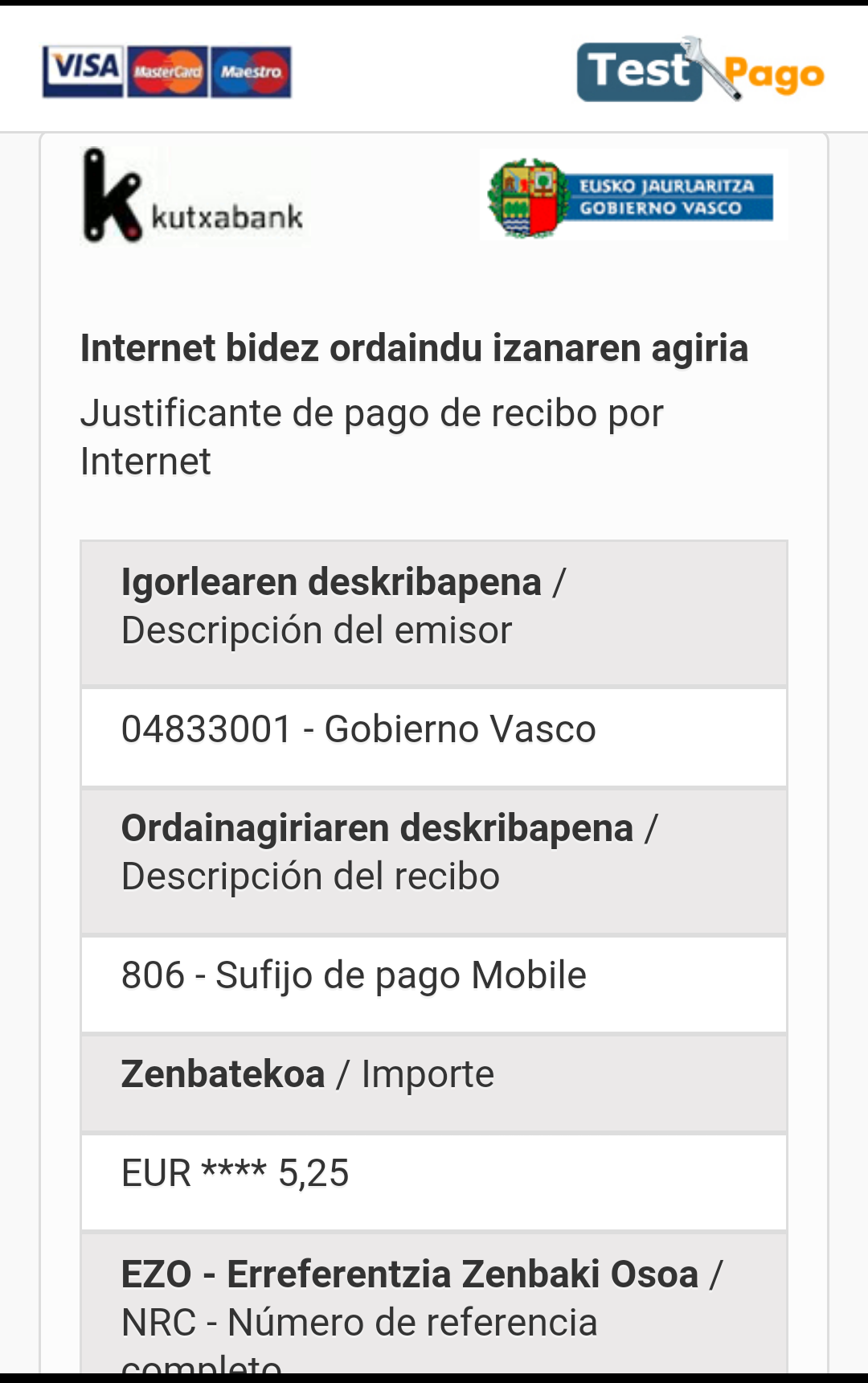 Ejemplo pantallas pago movilizado