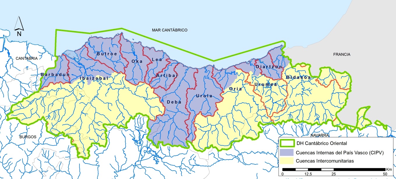 Unidades hidrológicas de la Demarcación Hidrográfica del Cantábrico Oriental