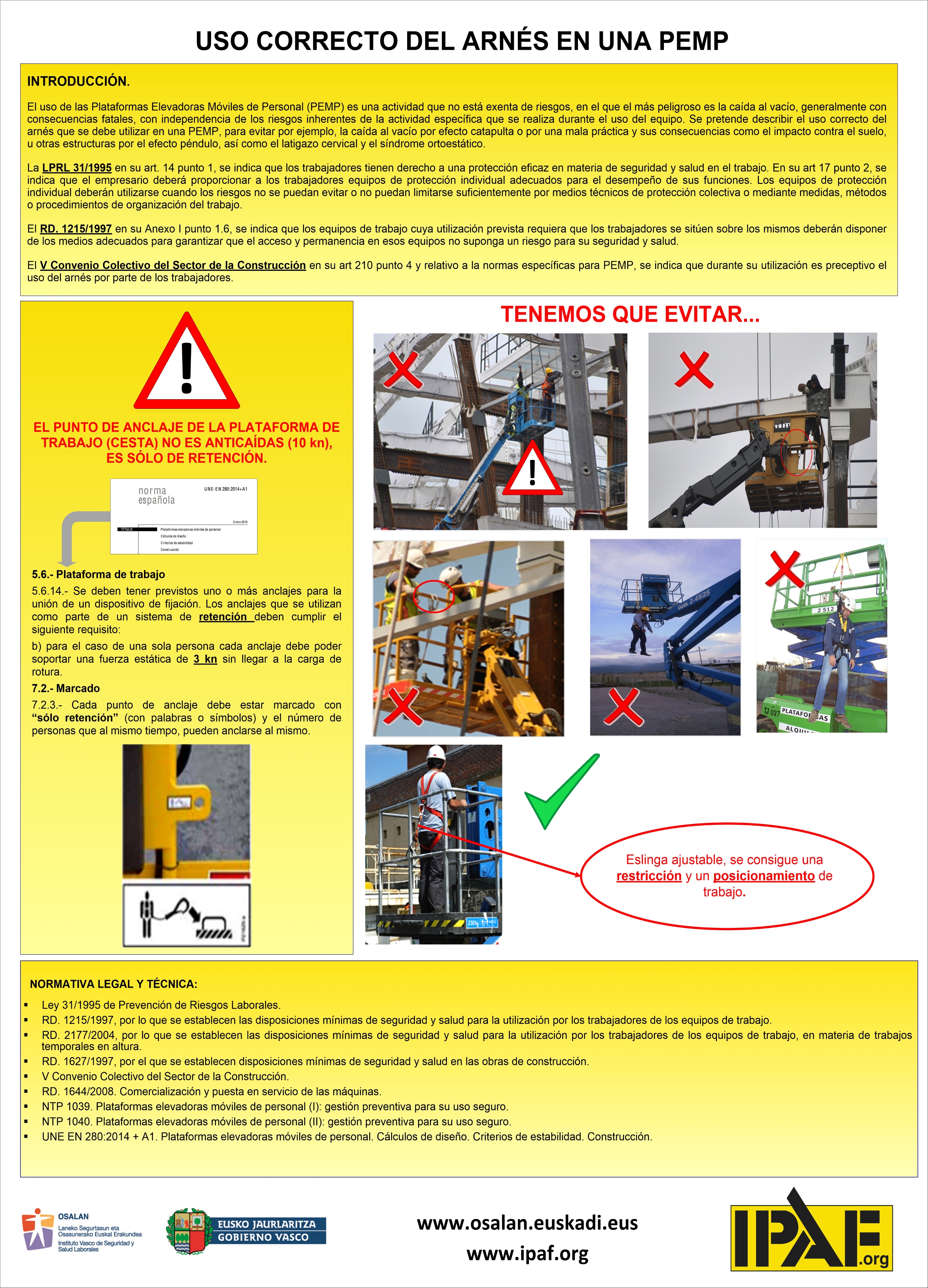 Requisitos de seguridad de las plataformas de trabajo.