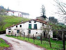 En primer plano el caserío Antzuategi Bastarrekoa, al fondo tras el árbol el caserío Antzuategi y a la izquierda en un alto el depósito de agua. En primer plano el caserío Antzuategi Bastarrekoa, al fondo tras el árbol el caserío Antzuategi y a la izquierda en un alto el depósito de agua.