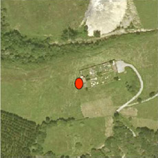 Ortofoto Servicio Catastro Diputación Foral de Guipúzcoa con indicación del lugar de la fosa. Ortofoto Servicio Catastro Diputación Foral de Guipúzcoa con indicación del lugar de la fosa.