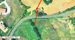 Cementerio de Etxaguen. Ortofoto Diputación Foral de Araba con indicación detallada de las fosas II y III del cementerio de Etxaguen.